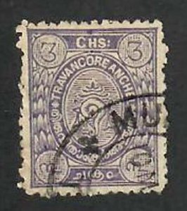 Travancore State- India; Scott 14; 1911; Used