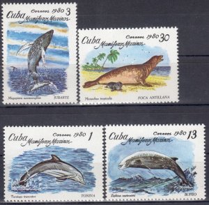 CUBA Sc# 2334-2337  MARINE MAMMALS sea life ocean CPL SET of 4 1980  MNH mint