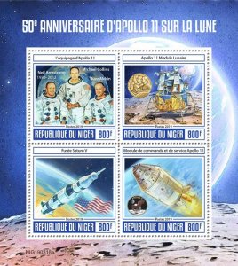 NIGER - 2019 - Apollo 11 on Moon - Perf 4v Sheet - Mint Never Hinged