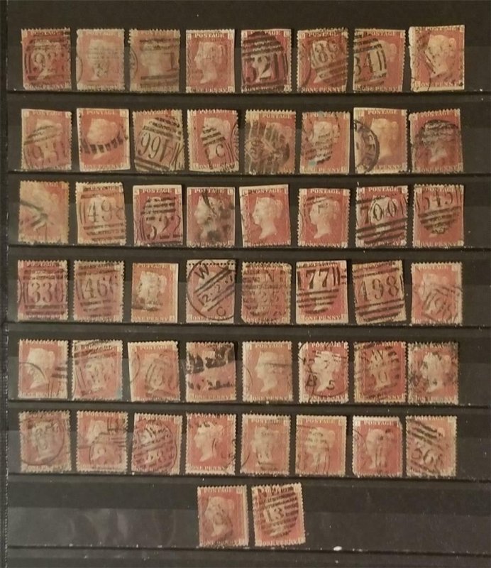 QUEEN VICTORIA Penny Red Used Stamp Lot of 50 Great Britain T4127