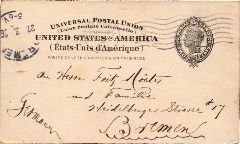 United States Illinois Chicago 1905 machine  2c Liberty Postal Card to Germany.