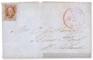 MALACK 1 VF/XF, on cover, full four margins, lovely red New York  ..MORE.. k2671