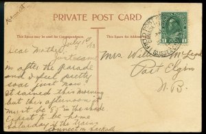 ?SUSSEX CAMP, FIELD POST OFFICE July 1913 Admiral post card Canada