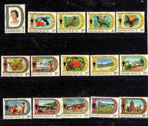 DOMINICA #268a-82a 1972 DEFINITIVES (GLAZED PAPER) MINT VF NH O.G