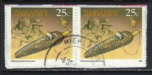 ZIMBABWE 623 VFU PAIR ON PIECE Z7-63