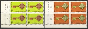 Luxembourg Scott 466-67 MNHOG Blocks of 4 - 1968 EUROPA Issue - SCV $3.20