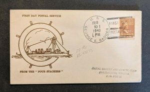 1940 USS George E Badger DD186 First Day Navy Cover to Portsmouth VA