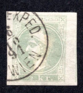 Austria 1880 1/2kr blue green Mercury Newspaper, Scott P10 used, value = $1.25