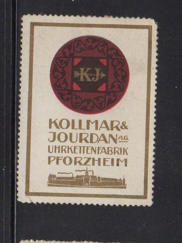 Germany - Kollmar & Jourdan Clock & Watch Chains Advertising Stamp - MH OG