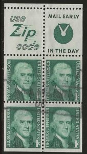 #1278b Used (Zip & Mail Early) Complete Booklet Pane of 4