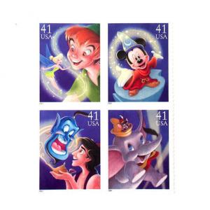 2007 41c The Art of Disney, Magic, Block of 4 Scott 4192-95 Mint F/VF NH