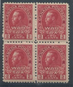 Canada 1915 KGV 2 cent War Tax block of 4 mint NH