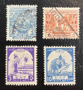 Burma #2N43,2N45 MH (1943 Issues) + #105,141 Used (c1950 Issues) [R466]