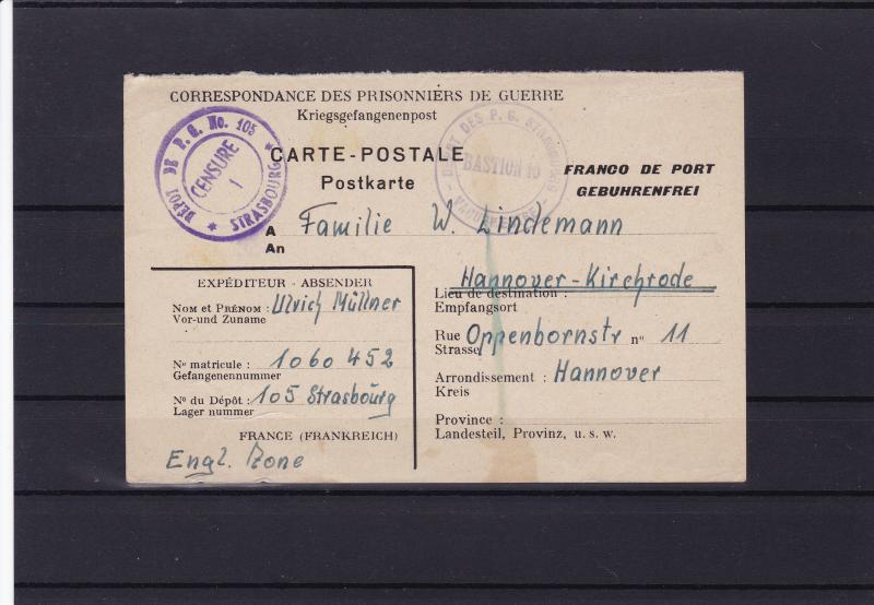 prisonner of war 1946 stamps card  ref r13957