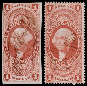 United States Revenue Scott R72a, R72c (1862-71) Used F, CV $87.50 W