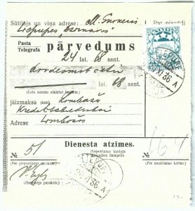 68989 - LATVIA - POSTAL HISTORY - MONEY ORDER: Lielupe 1936-