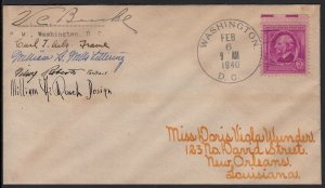 1940 Emerson Sc 861 signed stamp designer & engravers, to Wunder of New Orleans