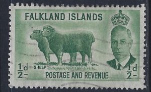 Falkland Islands, Scott #107; 1/2p King George VI, Used