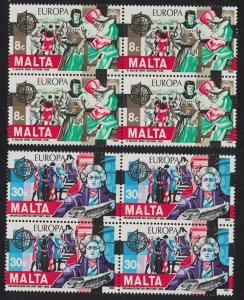 Malta Europa Historical Events 2v Blocks of 4 1982 MNH SG#692-693