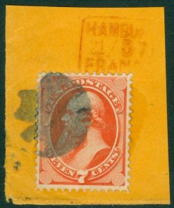 EDW1949SELL : USA 1871 Scott #149 VF, well centered stamp on piece Catalog $100+