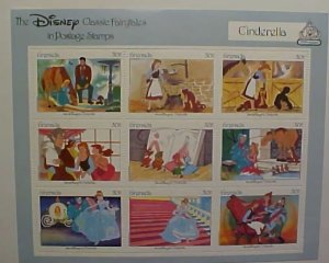 GRENADA DISNEY SHEETLET OF 9 DIFF CINDERELLA MINT NH