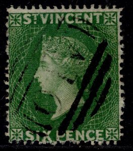 ST. VINCENT QV SG2, 6d deep yellow-green, FINE USED. Cat £225.