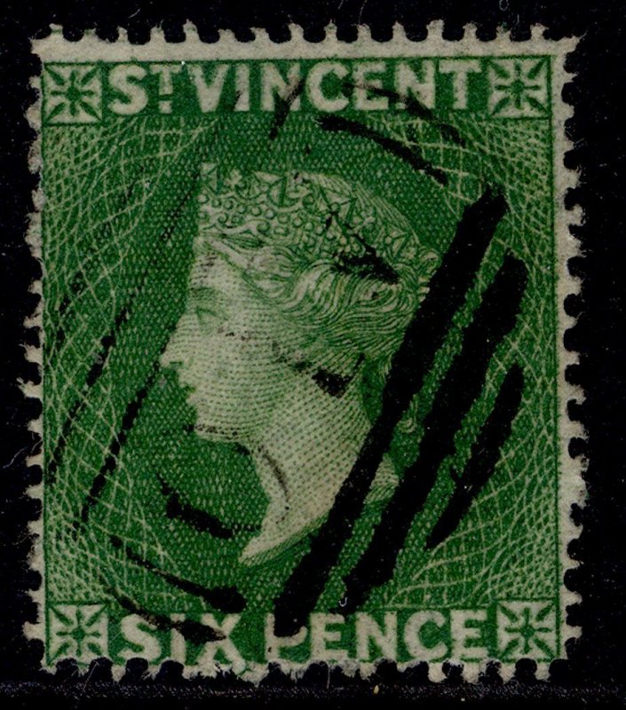 ST. VINCENT QV SG2, 6d deep yellow-green, FINE USED. Cat £225.