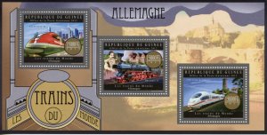 Guinea German Trains Stamps 2012 MNH Transrapid ICE Locomotives Railways 3v M/S