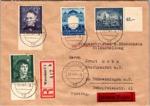 1943 Warsaw GG General Government Germany Registered Mail Cover to Schwenningen