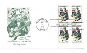 1755 Jimmie Rodgers, Performing Arts, Artmaster block of 4 FDC