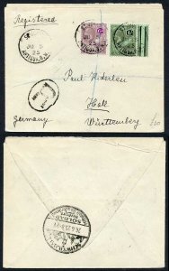 Antigua 1925 KGV 6d and 1/- on registered Cover