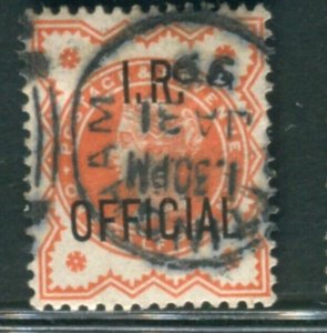 GB 1892-1888 ½d SG O13 Used QV NOTTINGHAM JAN 31 1899 (003050)