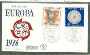 France 1478-1479 1976 Europa 1976 (set of 2) Cermanics on an unaddressed, cacheted FDC