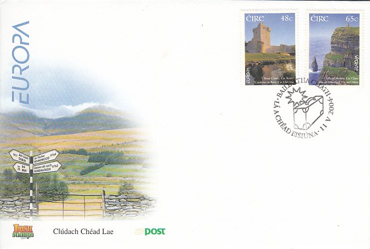 Ireland 2004 FDC Sc #1543-1544 Europa - 48c Ross Castle, 65c Cliffs of Moher