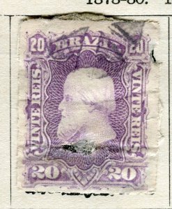 BRAZIL; 1860s early classic Dom Pedro issue used 20r. value