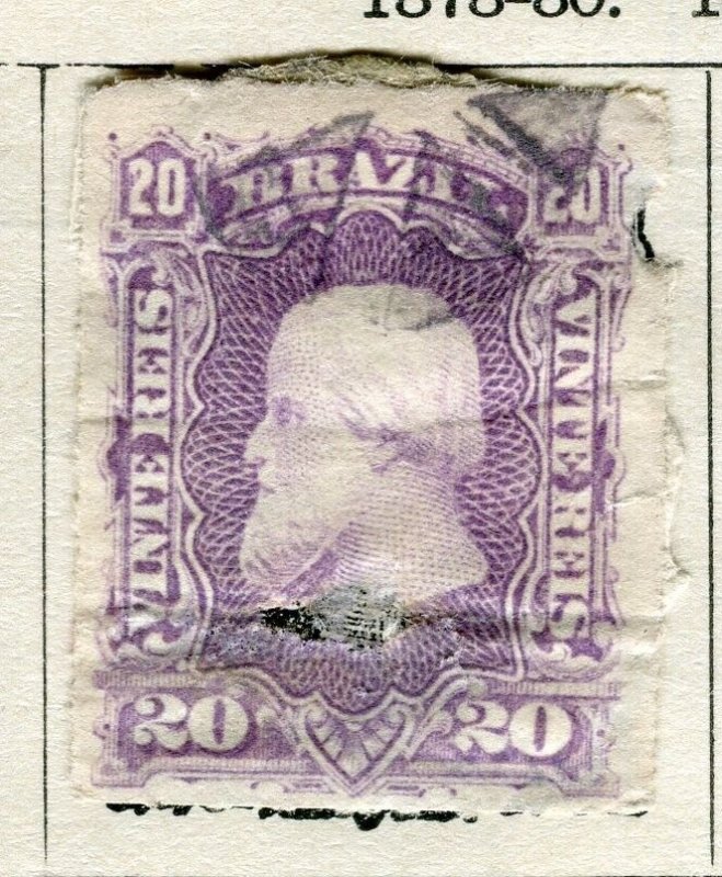 BRAZIL; 1860s early classic Dom Pedro issue used 20r. value