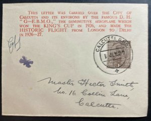 1927 India First City Of Calcutta Flight Airmail cover FFC Stephen Smith Signed