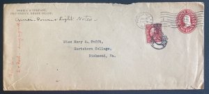 1912 Providence RI USA Postal Stationery Commercial Cover To Richmond VA