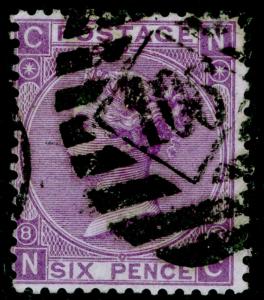 SG108, 6d dull violet PLATE 8, USED. Cat £90. NC