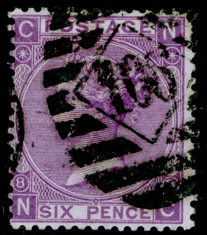 SG108, 6d dull violet PLATE 8, USED. Cat £90. NC