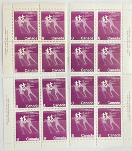 CANADA 1972 #559 Figure Skating Set of 4 Plate Blocks - MNH