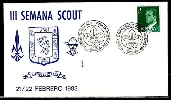 Spain, 21-22/FEB/83. III Semana Scout cancel on Cachet Cover.