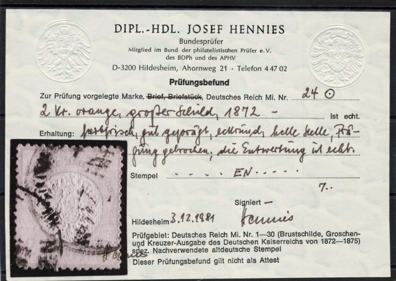 GERMANY  22    USED   WITH CERT
