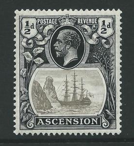 ASCENSION SG10b 1924 ½d GREY-BLACK & BLACK TORN FLAG MTD MINT