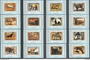 1972 Umm Al Qiwain Animals Fauna Michel #1370-85 32 Euro 16Bl ** Ar229