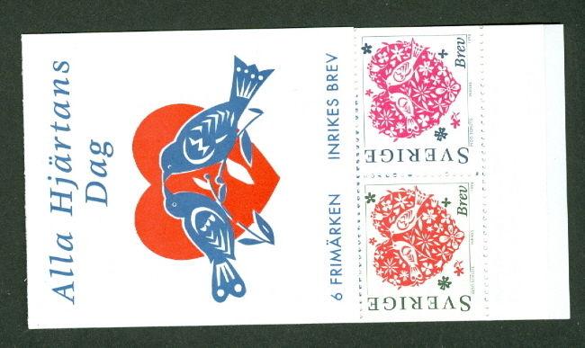 SWEDEN (H491) Scott 2267a, 1998 Valentine’s Day booklet, VF