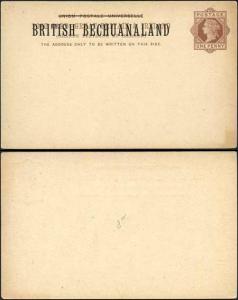 British Bechuanaland O/P on QV 1d Brown Foreign Postcard Mint