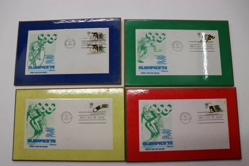 Fleetwood FDC set encased frame wall hang Olympics 1972 airmail US#C85 1460-1462