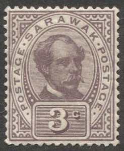 SARAWAK 1908 Sc 38  3c MLH  VF, cv $26