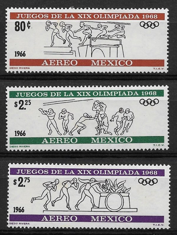 1966 Mexico C318-320 Summer Olympics MH